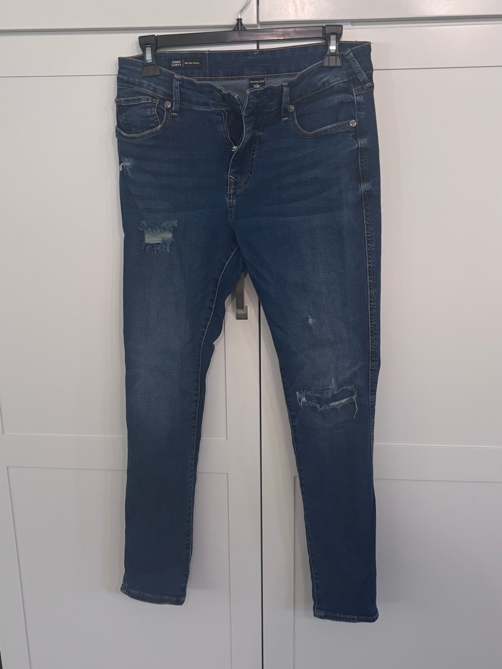 True Religion Dark Blue Distressed Skinny Jeans